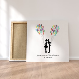 Gästebuch Hochzeit Fingerabdruck Leinwand Personalisiert Kuss Wedding Tree Brautpaar Geschenk Hochzeitsdekoration Namen 50x50 cm Keilrahmen