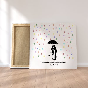 Guestbook wedding fingerprint canvas Personalized raindrops kiss newlyweds gift wedding decoration name 50 x 50 cm wedge frame