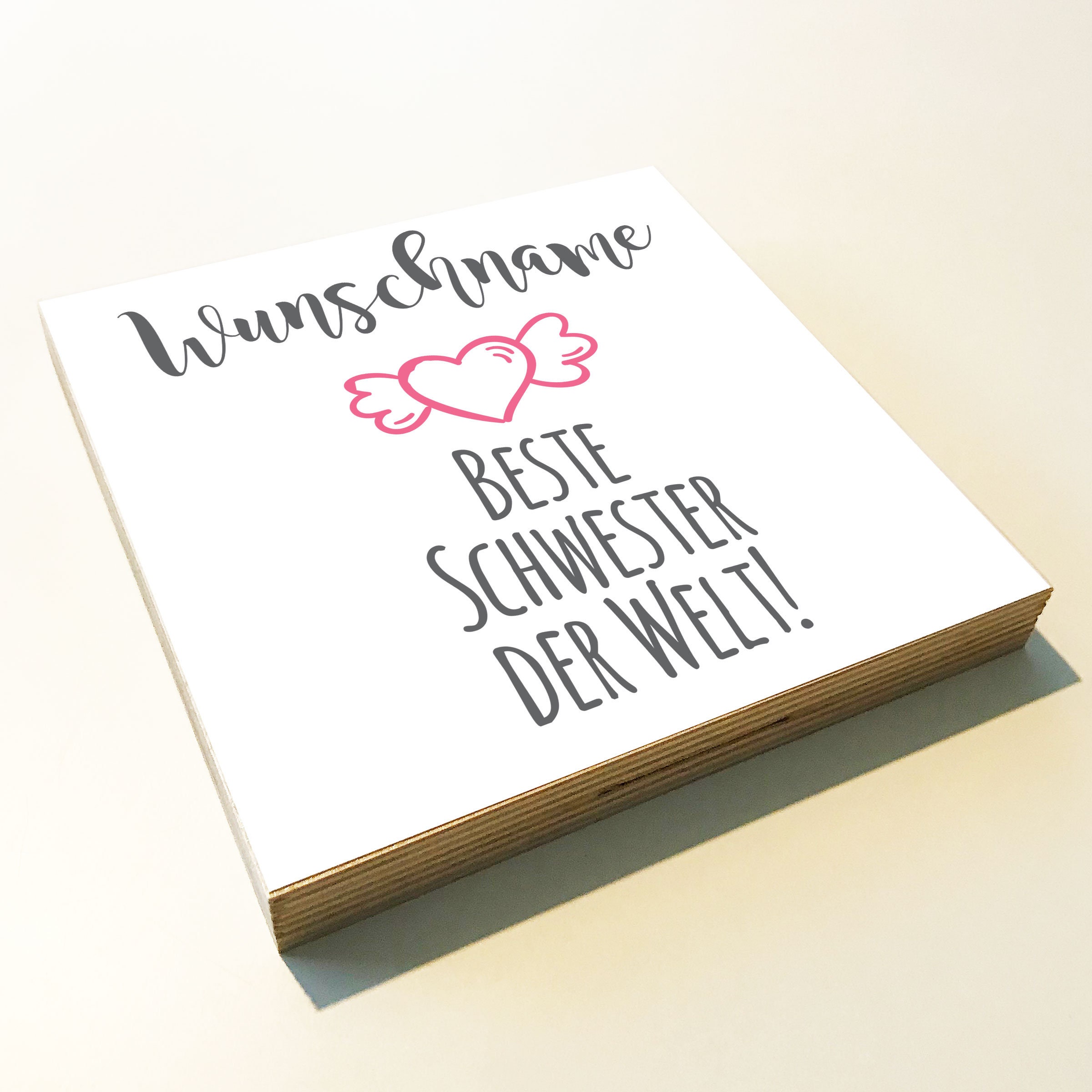 Holzbild Schwester Personalisiert Geschenk Spruch Holzschild 15x15 Cm Aufhangen O Hinstellen Taufe Geburt Hochzeit Dankeschon Wandbild