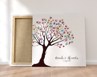 Guestbook matrimonio impronta digitale schermo albero personalizzato cuore matrimonio regalo matrimonio nome 50x50 cm cornice decorazione