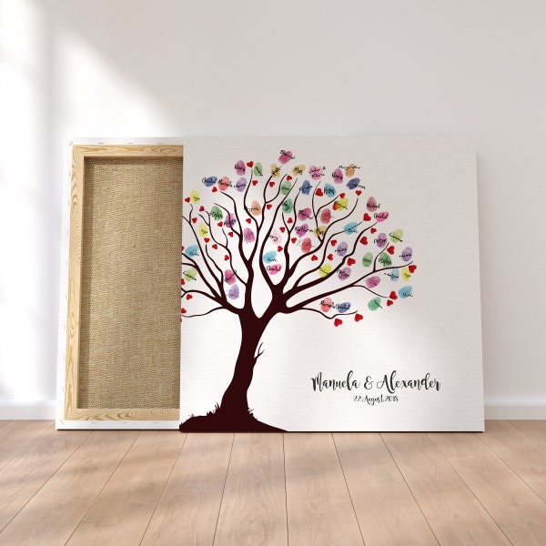 Le livre d’or mariage empreinte digitale personnalisée arbre coeur mariage cadeau mariage décoration nom 50 x 50 cm cadre écran