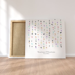 Personalized Wedding Guest Book Canvas – Wedding Tree Fingerprint with Hearts & Names – Gift for the Bride and Groom 50 x 50 cm