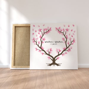 Gästebuch Hochzeit Fingerabdruck Leinwand Personalisiert Herz Baum Geschenk Hochzeitsdekoration Namen 50x50 cm Keilrahmen Wedding Tree