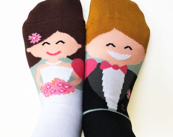 Socken Hochzeit lustig Braut Bräutigam Accessoire Geschenk kalte Füße Herren Damen Deko Dekoration Hochzeitssocken