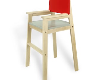 Chaise pour enfants Hêtre et mélange de couleurs Chaise haute En bois massif combinaisons de couleurs individuelles Chaise haute pour enfants à partir de 2 ans, stable et facile à nettoyer.