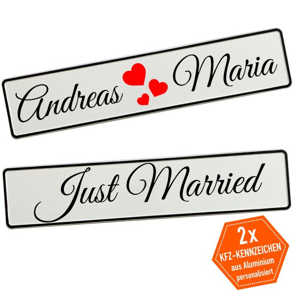 Car license plate wedding with name decoration wedding car wedding license plate design yourself motif heart