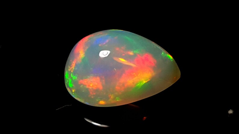 Top Quality Natural Ethiopian Opal Gemstone loose opal stone 3.20 Cts 9x13 mm Opal Smooth pear Cabochon Ethiopian Multi Fire Opal
