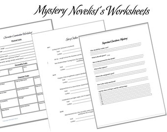 Paquete de hojas de trabajo del novelista de misterio