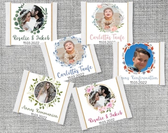 10 Personalized Mini Knight Sport Stickers with Picture Eucalyptus Guest Gift Thank You Baptism Wedding Confirmation School Communion