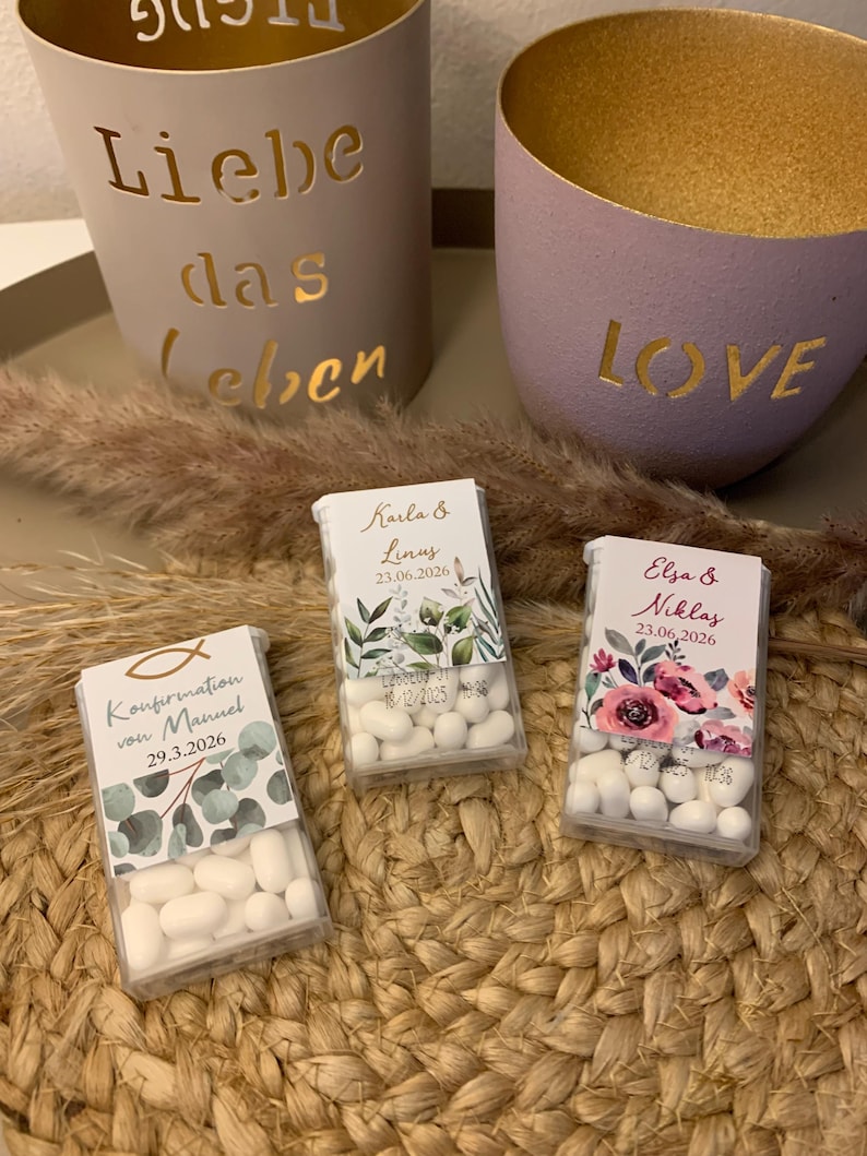 12 Personalisierte Tic Tac Etiketten Aufkleber Gastgeschenk Dankeschön