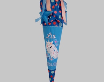 School cone matching the satchel, Voltibär unicorn made of fabric with name, candy cone horse, first day of school girl