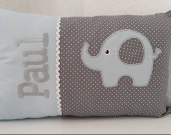Pillow with name, personalized pillow, baptism pillow, elephant, birth pillow, decorative pillow, baptism, birth, personalized, gift