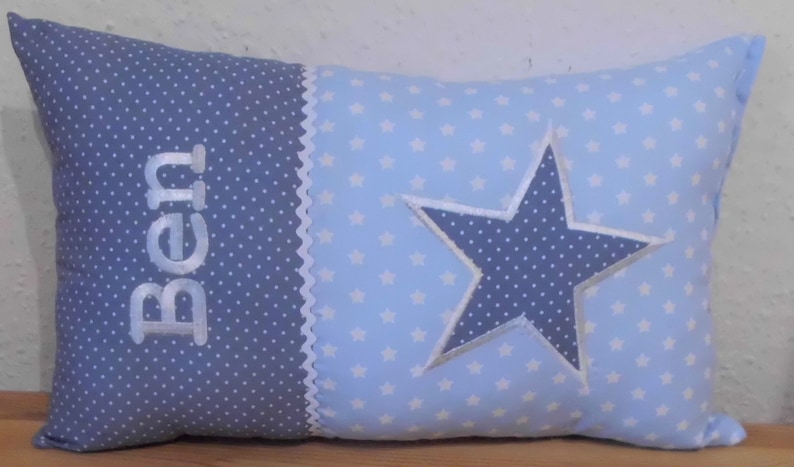 Pillow with name, pillow with star, personalized pillow, baptism pillow, birth pillow, decorative pillow, baptism, birth, personalized, gift image 1