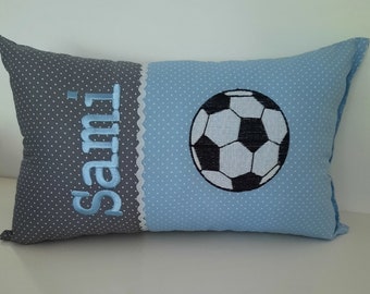 Kissen mit Namen,Kissen mit Fussball,Personalisiertes Kissen,Taufkissen,Geburtskissen,Dekokissen,Taufe,Geburt,personalisiert,Geschenk