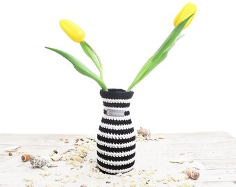 nordic flower spring Vase schwarz/weiß gestreift