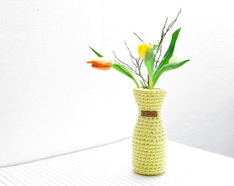 nordic flower spring Vase aus Textilgarn yellow