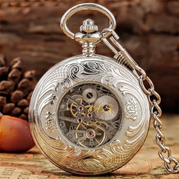 Reloj de bolsillo de cuerda manual en estilo vintage, color