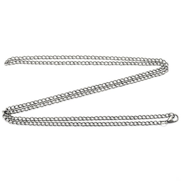 Collier chaîne en laiton, plaqué argent, à faire soi-même, également idéal pour une transformation ultérieure, 80 cm de long. 2 mm d'épaisseur