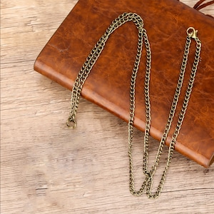 Messing ketting antiek brons en verzilverd, zelf te maken ook leuk voor verdere verwerking, 80 cm
