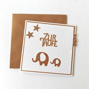 Einladungskarte/Glückwunschkarte zur Taufe weiß/braun oder in vielen anderen Farben möglich (T334)