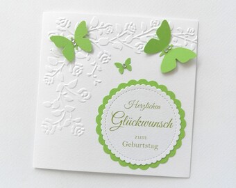 Glückwunschkarte zum Geburtstag Klappkarte 13 x 13 cm in vielen Farben möglich G10