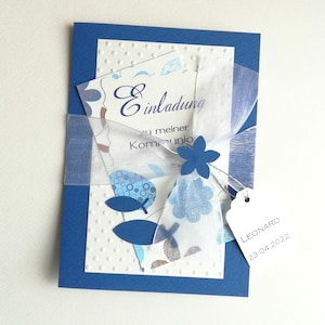 PERSONALIZED Invitation Cards Confirmation Communion Confirmation Royal Blue Fish Pendant (K50)