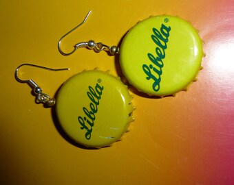 Crown cork bottle lid Libella lid earrings yellow S silver hook nickel allergy free