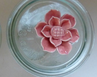 1 x Weck lid with rose glass storage bonboniere decoration accessory, gift, birthday, kitchen, pasta rice porcelain pink size 100