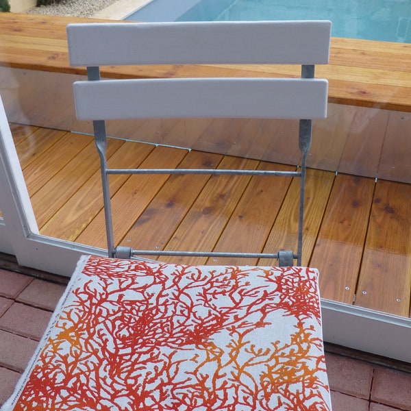 Korallen Korallenriff Muster Stuhl Sofa Kissen Leinen Baumwolle ca 40 x 40 cm orange Garten Terasse Wende Kissen Reißverschluß waschbar