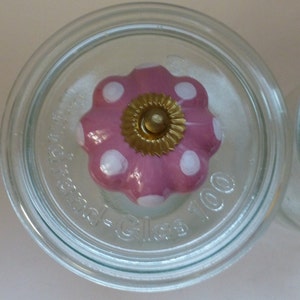 4 x Weck glass lids with porcelain canopy of which 1 x rose 2 x flower dots 1 x 1 x nostalgic 1 x font green rose size 100 image 2