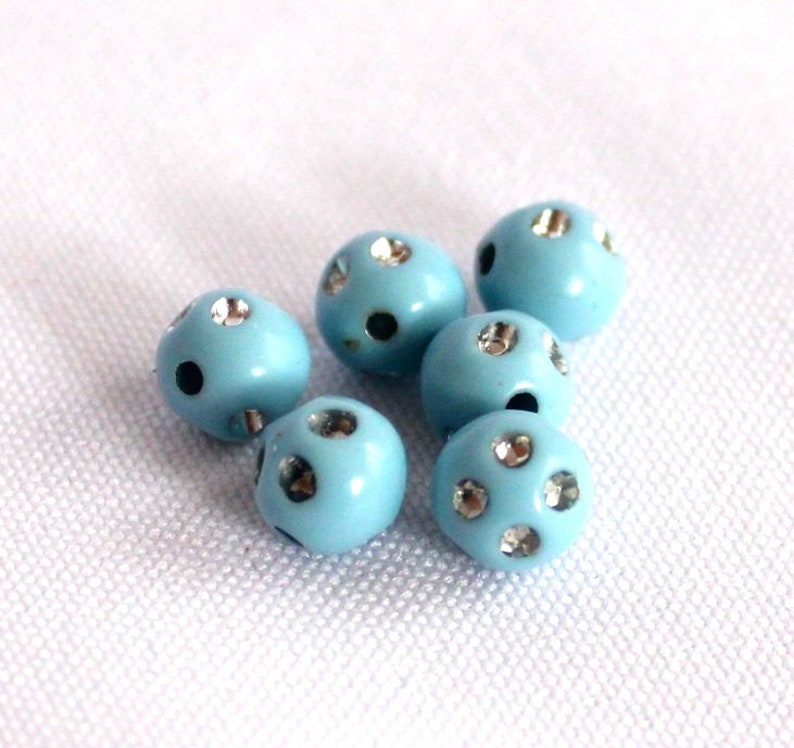 51 Glitter Beads Rhinestone Pearl effect 8 mm red green dark green olive light blue Beige 1