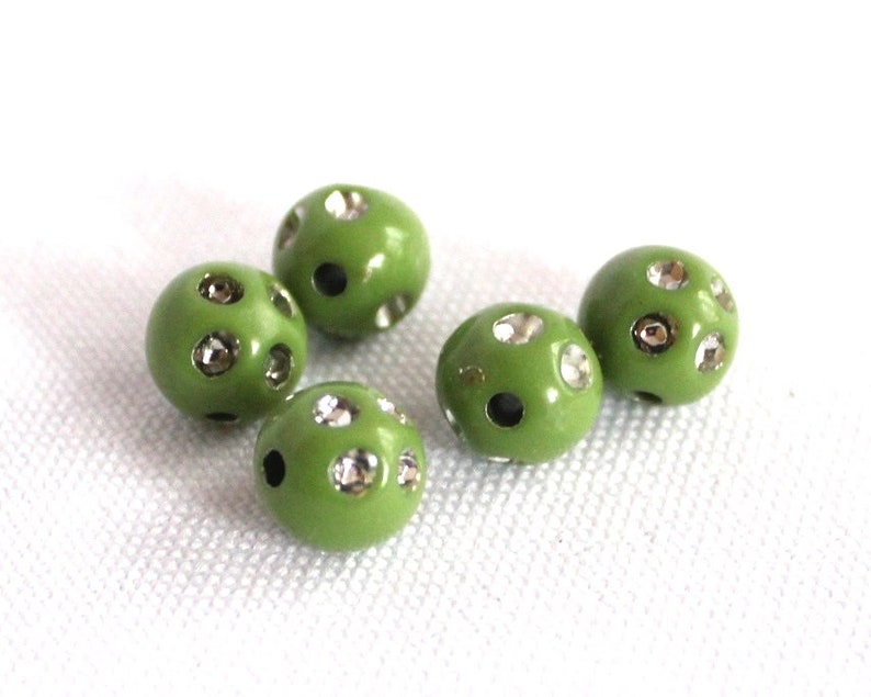 51 Glitter Beads Rhinestone Pearl effect 8 mm red green dark green olive light blue Beige 1