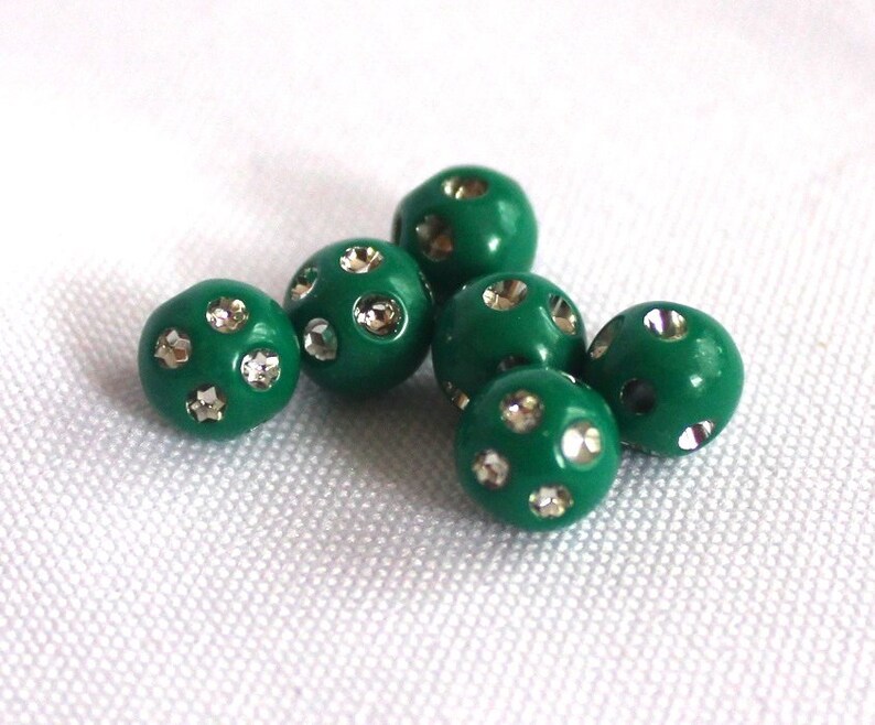51 Glitter Beads Rhinestone Pearl effect 8 mm red green dark green olive light blue Beige 1