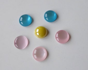 Konvolut Cabochon 12 mm Glas Cateye  rund, Farbmix, für DIY Schmuckkreationen zum Einkleben in Cabochon Fassungen für DIY Schmuck