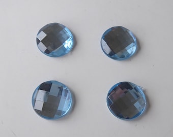 4 Stück Glas Cabochon 12 mm facettiert, hellblau, zum Einkleben in Fassungen für DIY Schmuck Geschenk für Selbermacher für DIY Kette Ring