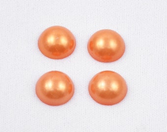 12 mm Glas Cabochon 4 Stück Kuppel halbrund Orange zum Einkleben in Fassungen für DY Schmuck