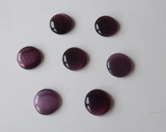 Cabochon 12 mm, 7 Stück Glas Cabochon, rund, Cateye Cabochon Violett, für DIY Schmuck zum Einkleben in Fassungen für Kette Ring Ohrhänger