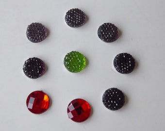 Konvolut Cabochons 12 mm mit genoppter Oberfläche, für DIY Schmuckkreationen zum Einkleben in Fassungen für DIY Schmuck Kette Ring Armband