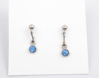 Silber Zierliche kleine Ohrhänger Ohrringe Ohrstecker mit Swarowski Perle Blau Geschenk zum Muttertag für die Freundin Geburtstagsgeschenk