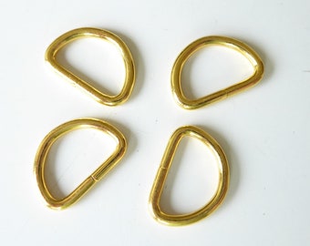 4 Stck. D-Ringe 14mm goldfarben Halbringe Halbrundringe Ring für Taschengurte Schlüsselanhänger DIY Nähen