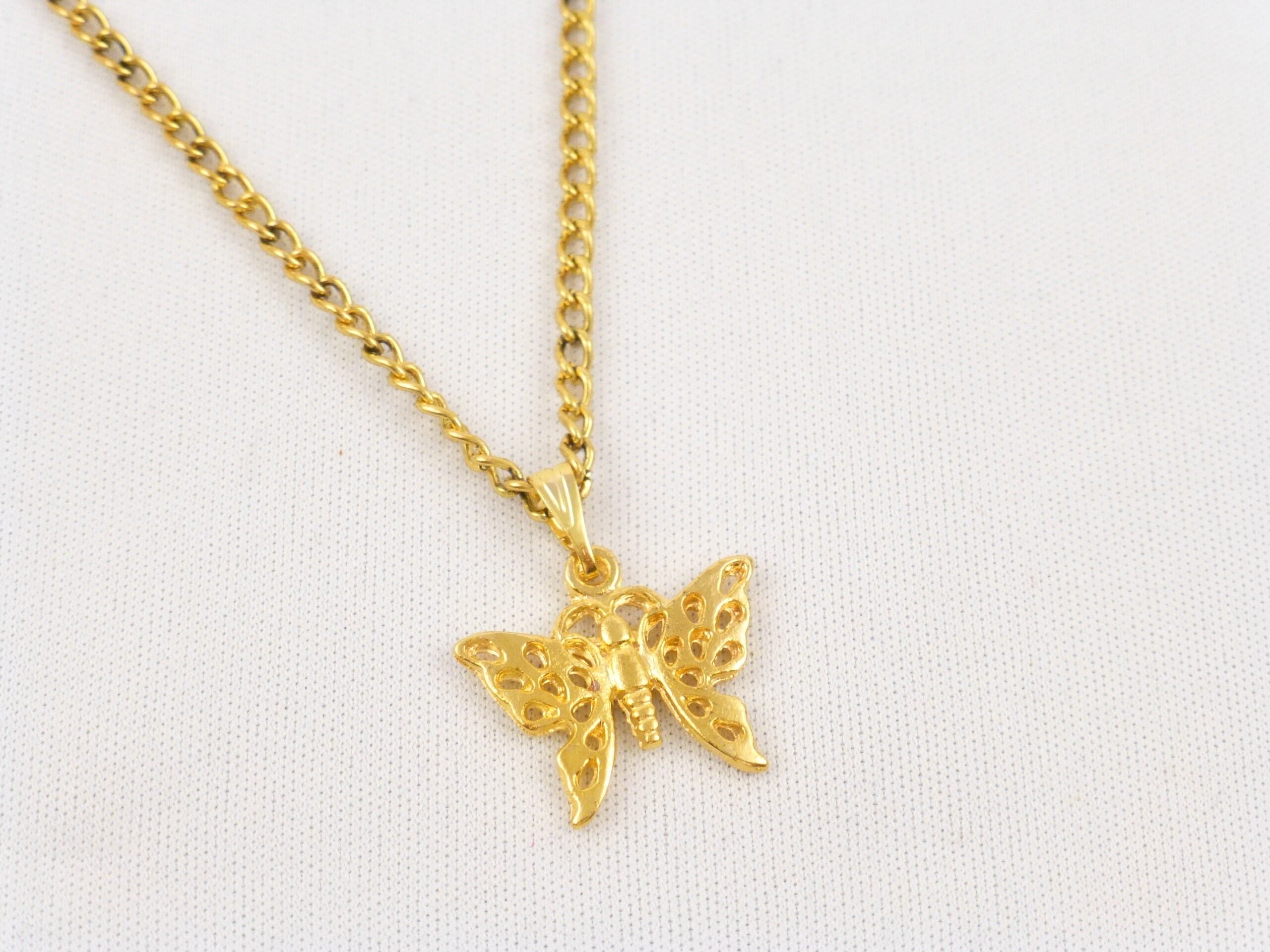 Download Delicate butterfly necklace short chain gold gift for | Etsy