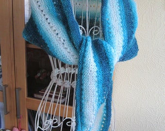 hand knitted narrow triangle scarf scarf shoulder cloth handmade unique piece **mohair / wool / acrylic**