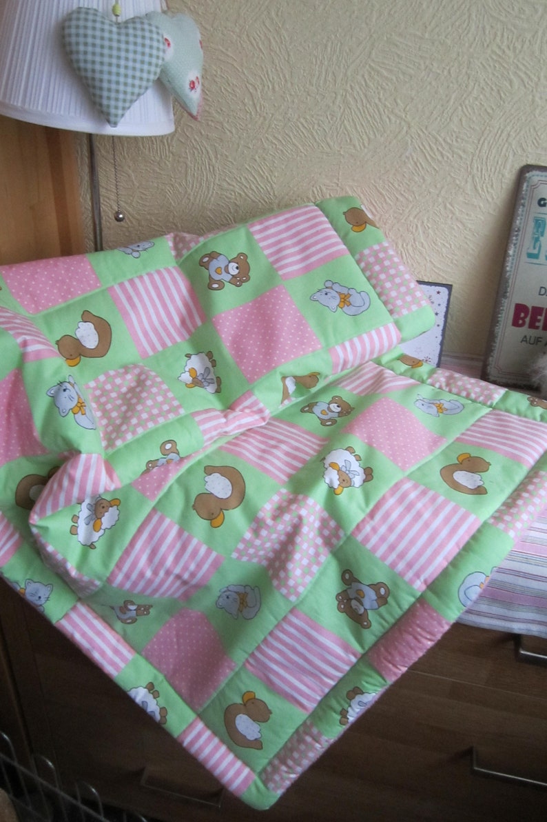 BABYDECKE Kinderdecke Krabbeldecke Kinderdecke Wagendecke Kuscheldecke Taufe Geburt Babyparty genäht Mitbringsel Bild 1