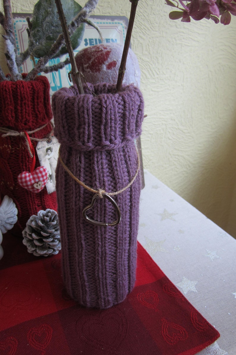 Weihnachten Advent Nikolaus Geschenk Unikat handmade Vintage Strickvase Winterzeit Green Gate Deko romantisch handgestrickt AUßERGEWÖHNLICH Bild 2