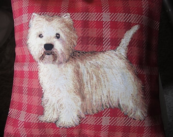 West Highland White Terrier Kissenbezug  Kopfkissen Geschenk Hunde Accessoires Hundebett Weihnachten Gobelin-Westie - Kissenhülle 45x45cm