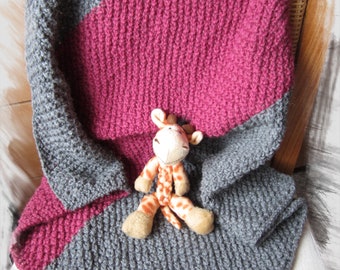 BABY BLANKET hand-knitted cuddly blanket / stroller blanket - baptism birth birthday baby 100% wool