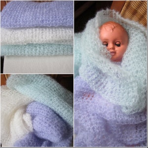 Lace Wrap Babydecke für Fotoshootings Babypartie Geburt Taufe Baby-Accessoires Wolle handmade gestrickt Bild 1