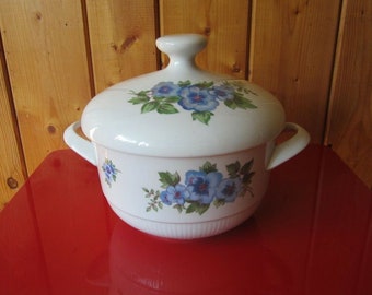 GDR vintage Kahla lidded soup tureen soup bowl blue flower decor porcelain 70s