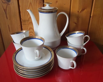 DDR Vintage Winterling Marktleuten Bavaria Kaffeeservice  Kaffeegedeck Goldrand Kobaltblau 70er Jahre