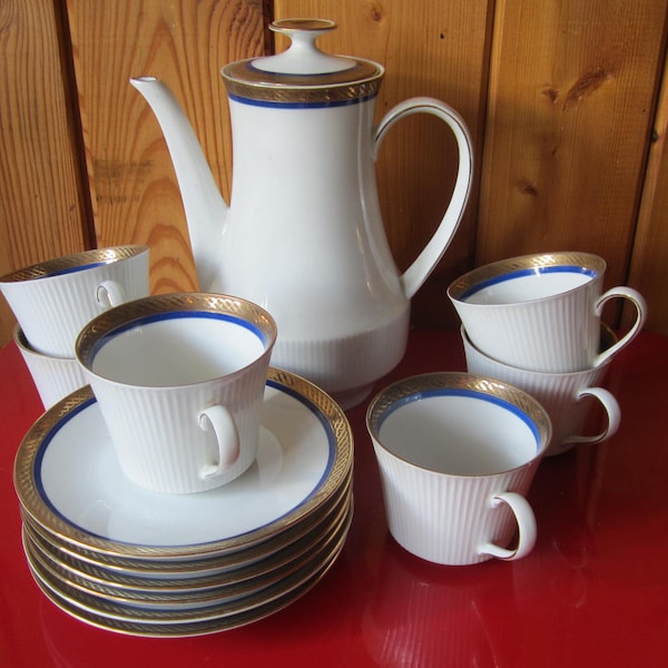 DDR Vintage Winterling Marktleuten Bavaria Kaffeeservice  Kaffeegedeck Goldrand Kobaltblau 70er Jahre